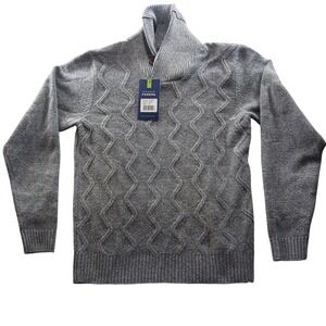Studio Ferera Mens Shawl Collar Toggle Sweater Grey SF1858 Size M NWT
